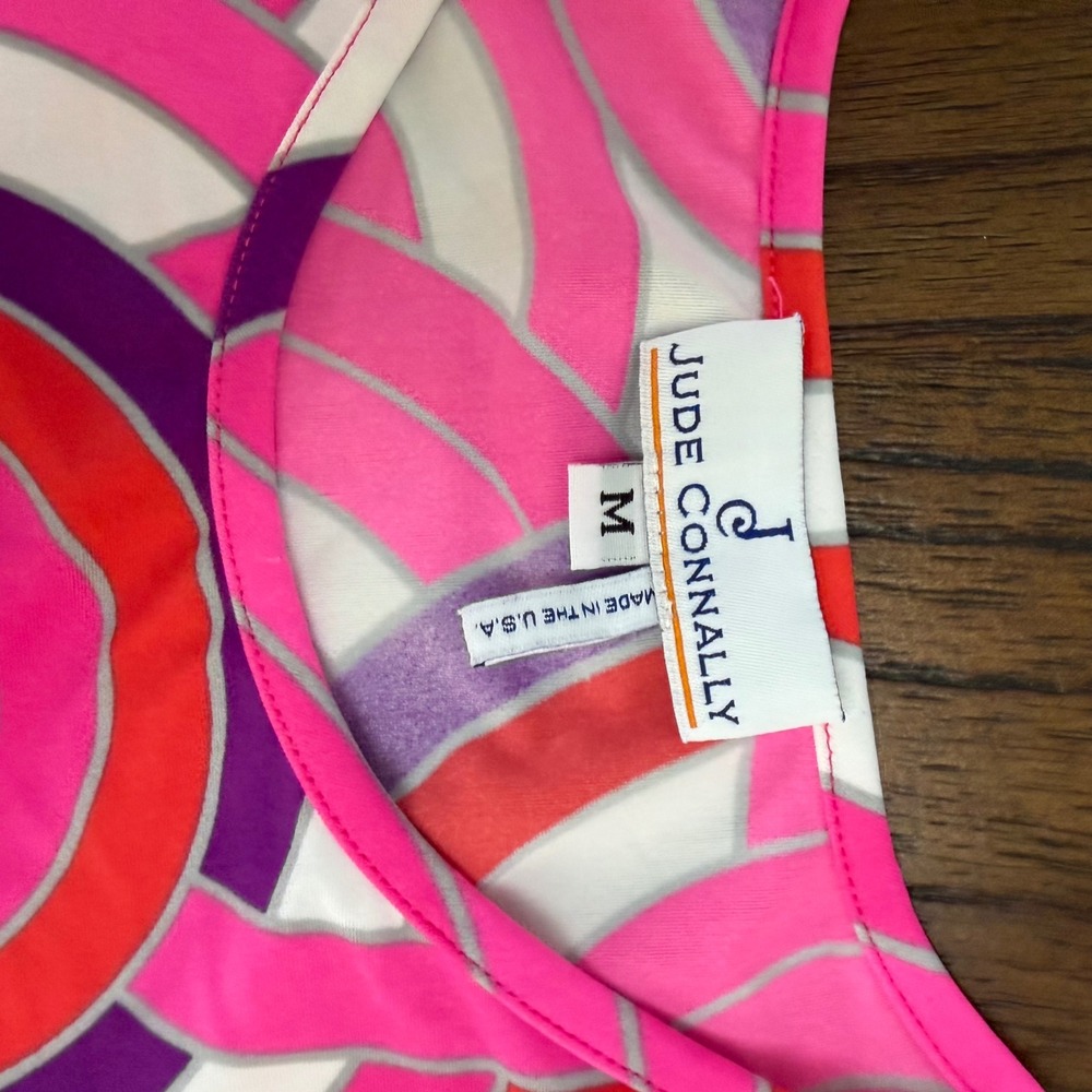 Jude Connally Womens Pink Purple Geometric Swirl Sleeveless Fit Flare Dress M - Picture 4 of 7